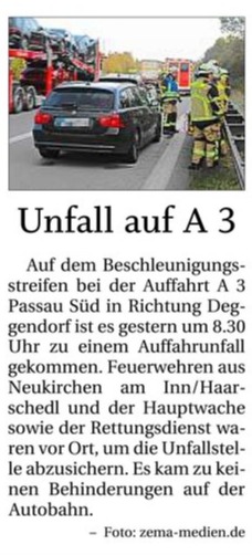 Vu Mit Pkw Freiwillige Feuerwehr Haarschedl Passau E V